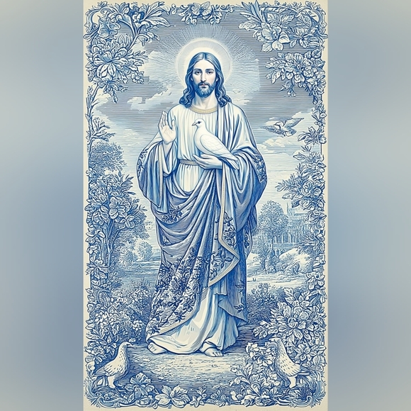 Vintage Other - Blue and White Religious Art Print